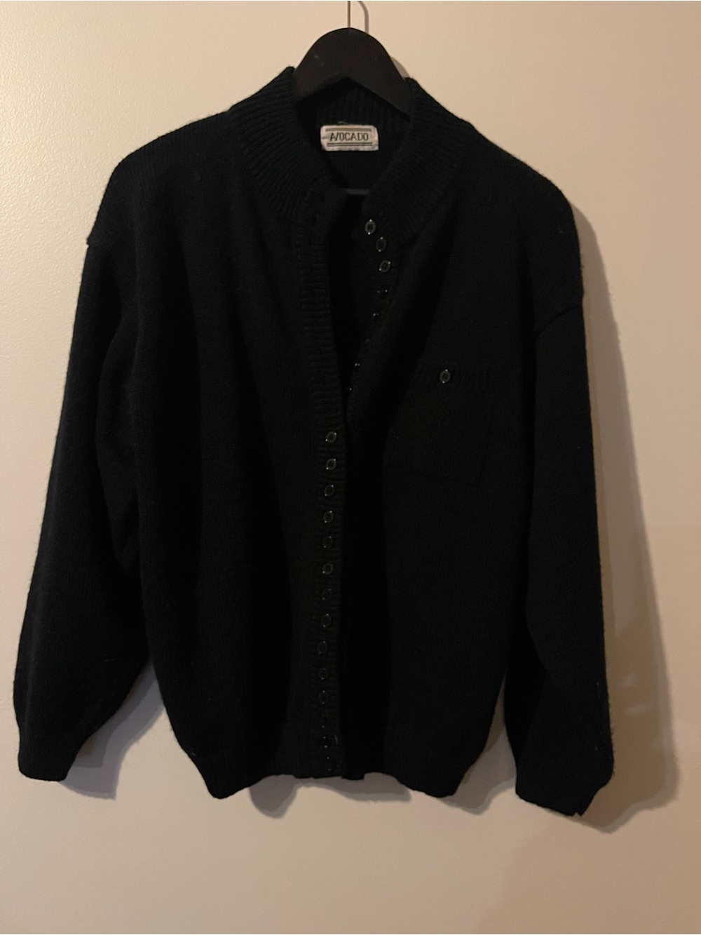 Avocado Black Vintage Heavy Knit Multi Button Cardigan Sweater L
